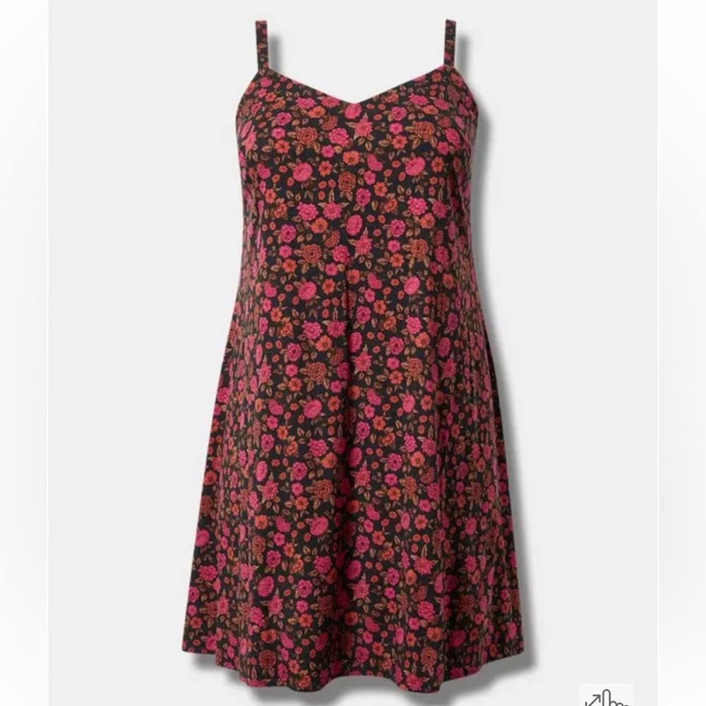 Torrid Mini Challis Slip Dress Este Floral Deep Black 1x